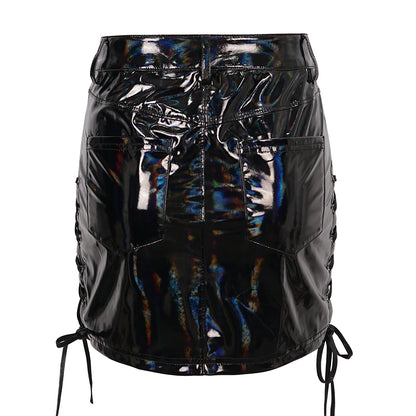 Heavy Heart Gothic PVC Skirt by Devil Fashion