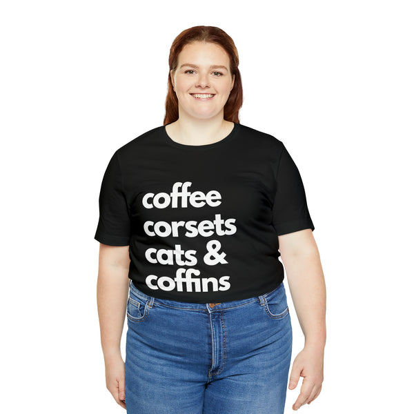 Coffee Corsets Cats & Coffins Top by The Dark Side of Fashion