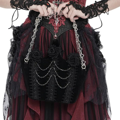 Black Roses Gothic Velvet Purse Bag by Eva Lady