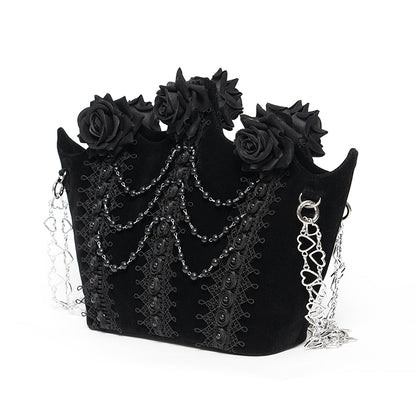 Black Roses Gothic Velvet Purse Bag by Eva Lady