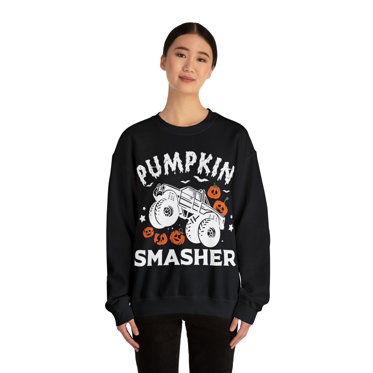 Pumpkin Smasher Monster Truck Crewneck Sweatshirt Top by The Dark Side of Fashion