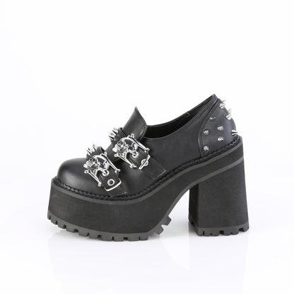 ASSAULT-38 Skull Strap Studded Loafer Shoes by Demonia