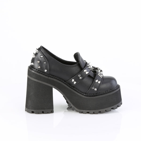 ASSAULT-38 Skull Strap Studded Loafer Shoes by Demonia