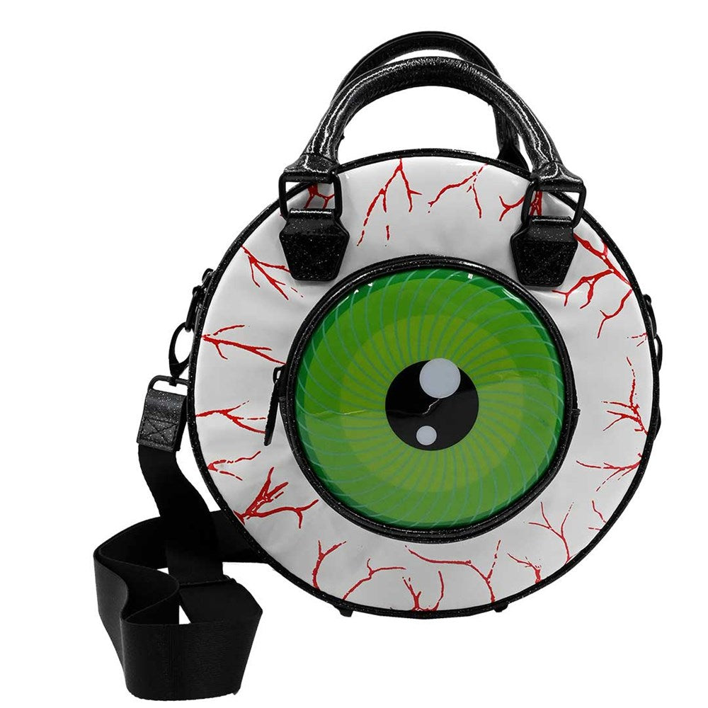 Eyeball Black Glitter Backpack Purse by Kreepsville 666