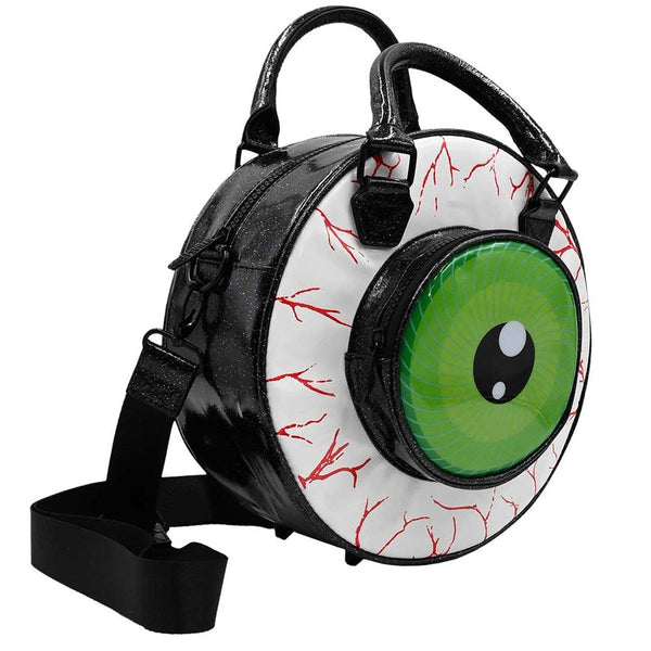 Eyeball Black Glitter Backpack Purse by Kreepsville 666
