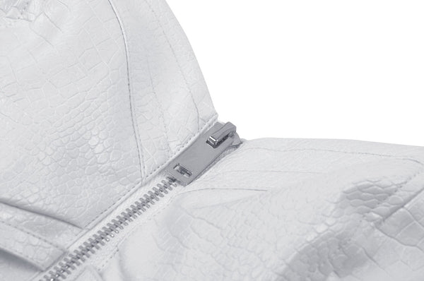 Phantom White PU Leather Zipper Corset Top by Dark In Love