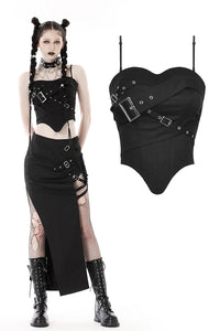 Riley Buckle Gothic Corset Top by Dark In Love