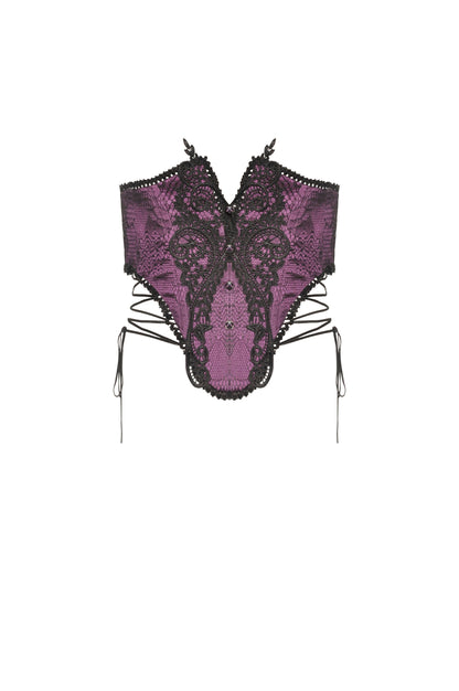 Leah Gothic Lace Purple Corset by Dark In Love