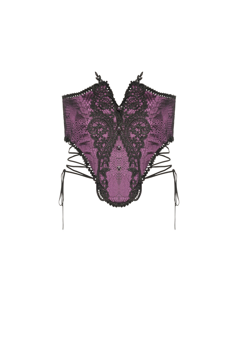 Leah Gothic Lace Purple Corset by Dark In Love – The Dark Side of Fashion