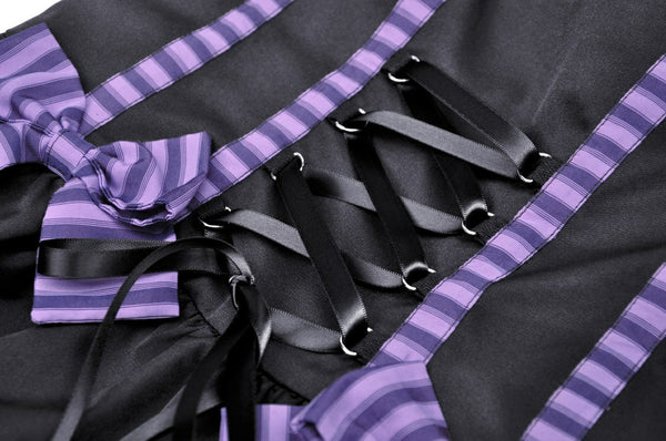 Purple Stripes Chesire Cat Halter Dress by Dark In Love