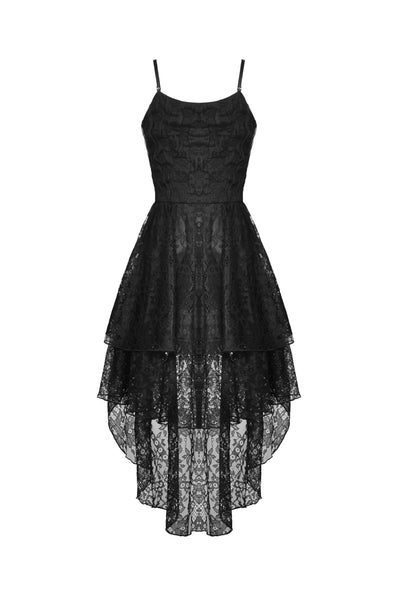 Dreadfully Delightful Frilly Black Lace High Low Dress by Dark In Love
