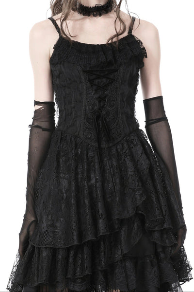 Dreadfully Delightful Frilly Black Lace High Low Dress by Dark In Love