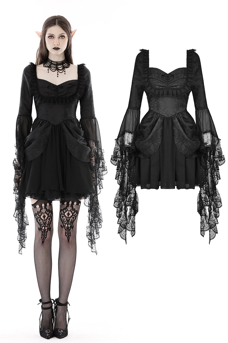 Gothic Gardens Lace Bell Sleeves Dress by Dark In Love