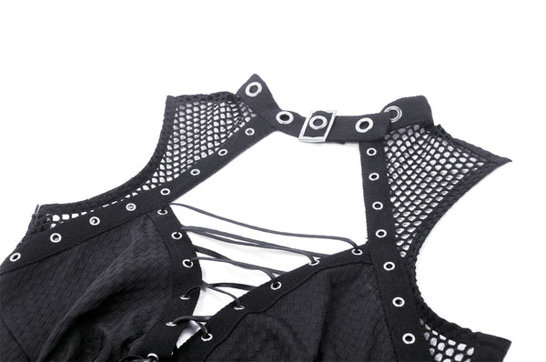 Corvus Lace Up Fishnet Panel Dress by Dark In Love