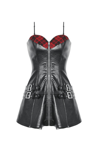 Hear The Devil Shout Punk PU Leather Zipper Dress by Dark In Love