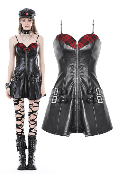 Hear The Devil Shout Punk PU Leather Zipper Dress by Dark In Love