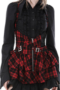 We Are The Freaks Red Plaid Frilly Halter Dress by Dark In Love