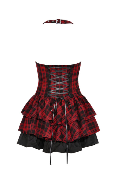 We Are The Freaks Red Plaid Frilly Halter Dress by Dark In Love