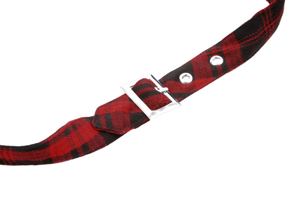 We Are The Freaks Red Plaid Frilly Halter Dress by Dark In Love