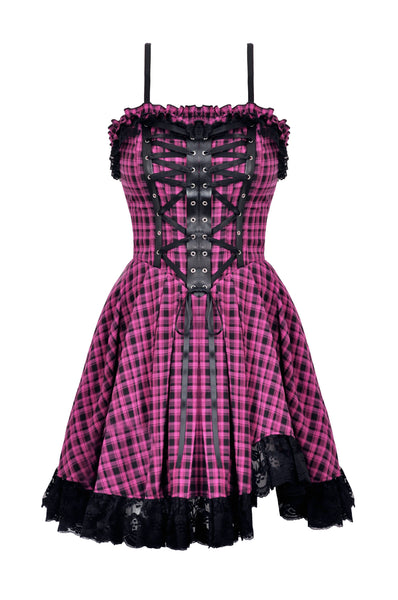 Bratty Pink Plaid Dress by Dark In Love