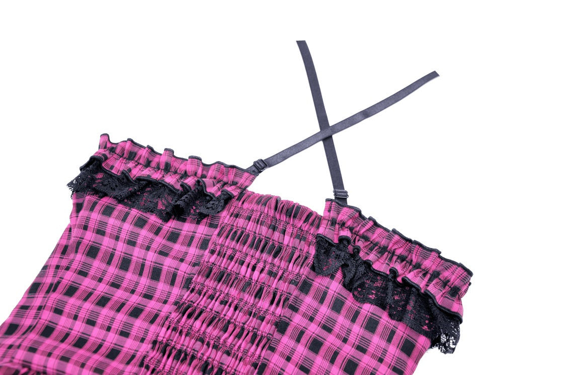 Bratty Pink Plaid Dress by Dark In Love
