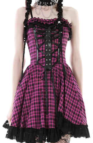 Bratty Pink Plaid Dress by Dark In Love