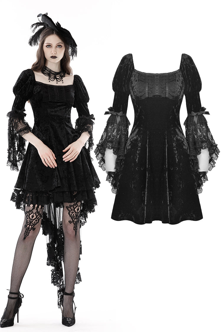 Lady Velvedere Lace Bell Sleeves Velvet Dress by Dark In Love
