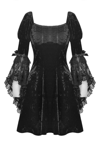 Lady Velvedere Lace Bell Sleeves Velvet Dress by Dark In Love