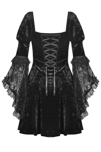Lady Velvedere Lace Bell Sleeves Velvet Dress by Dark In Love