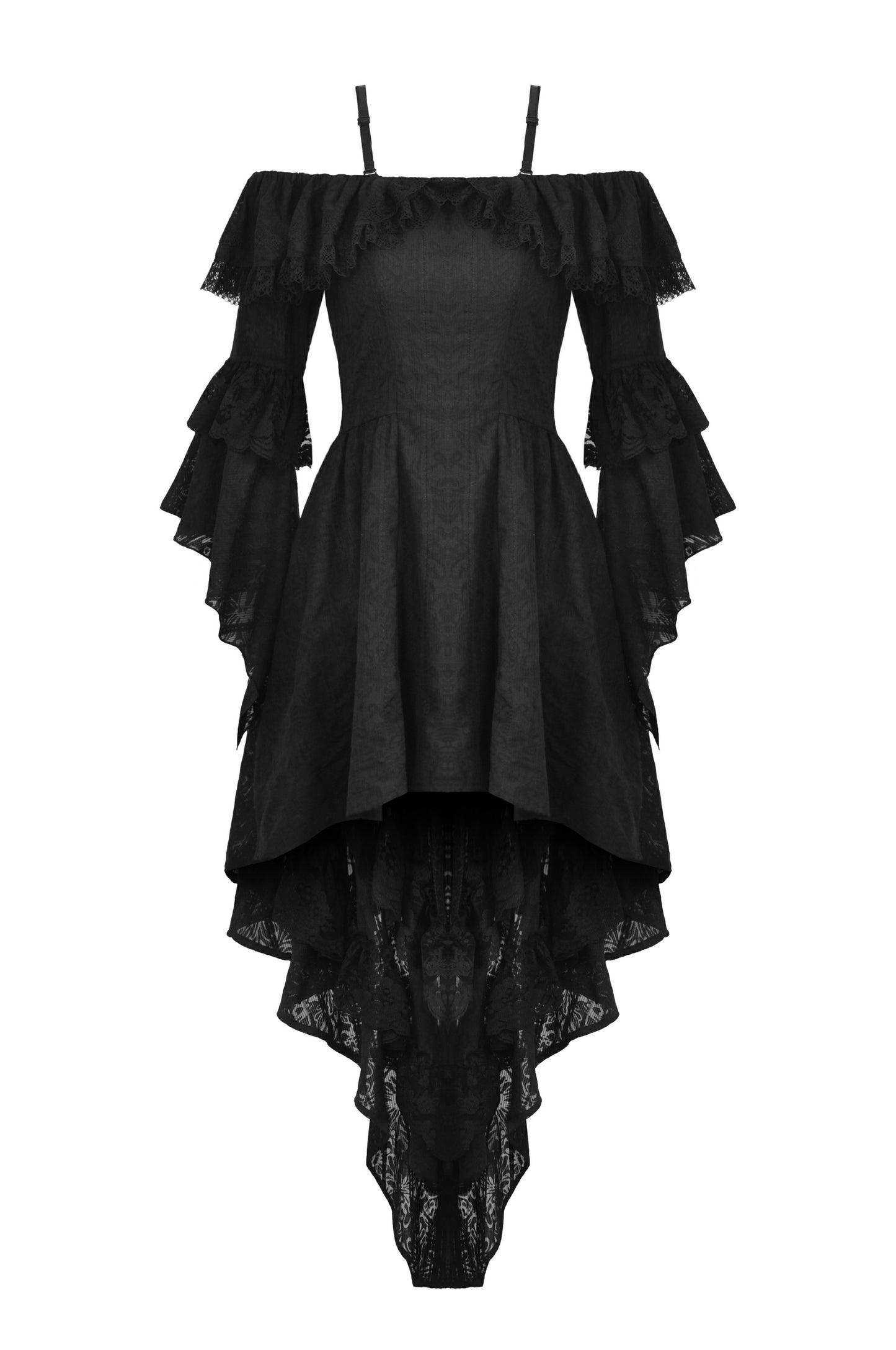 Twilight Gothic Lace Trim High Low Dress by Dark In Love