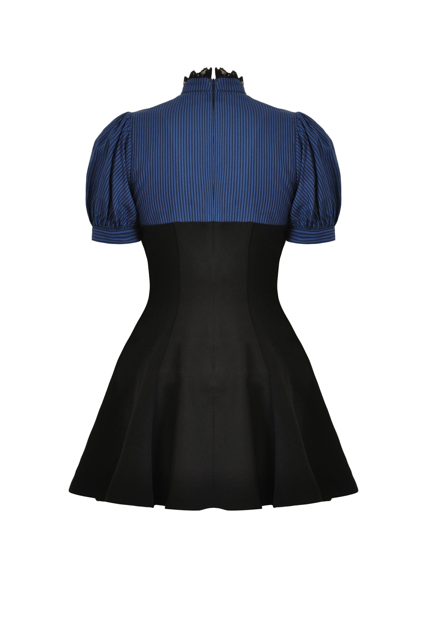 Megan Blue Stripe Frilly Collar Dress by Dark In Love