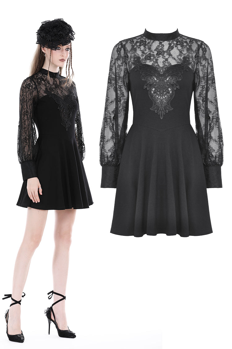 No Reflection Gothic Floral Lace Sleeve Dress by Dark In Love