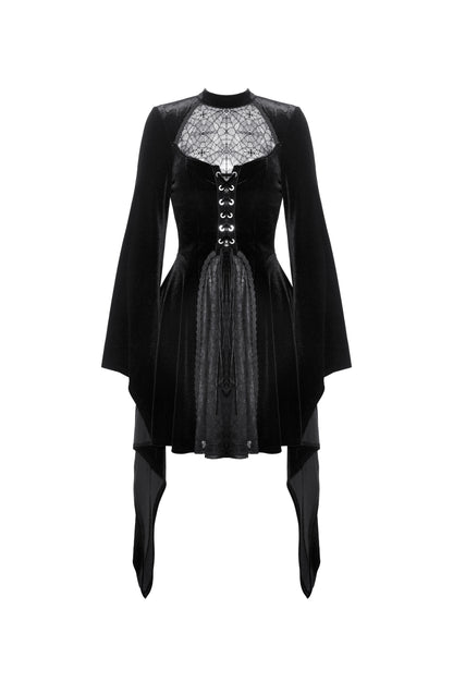 Miss Webs Spiderweb Lace Gothic Velvet Dress by Dark In Love