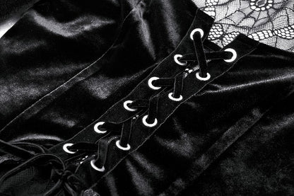 Miss Webs Spiderweb Lace Gothic Velvet Dress by Dark In Love