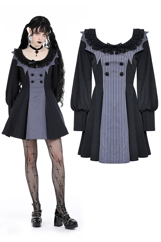 Haunted Corridors Gothic Pinstripe Dress by Dark In Love
