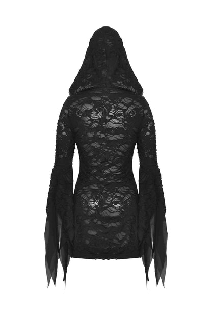 No Omens Ripped Hooded Gothic Dress by Dark In Love