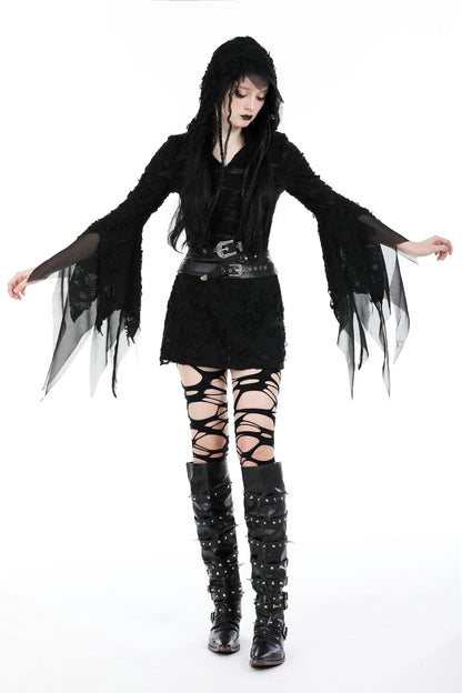 No Omens Ripped Hooded Gothic Dress by Dark In Love