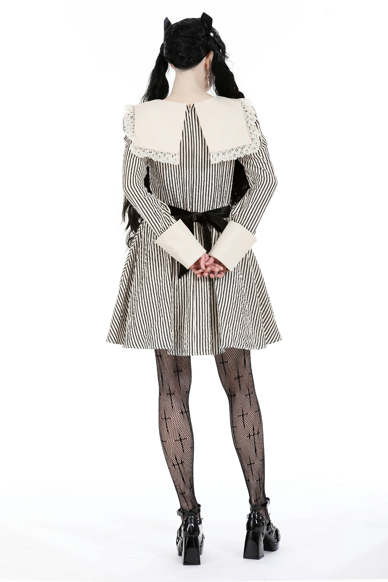 Eerie Dolly Gothic Striped Dress by Dark In Love