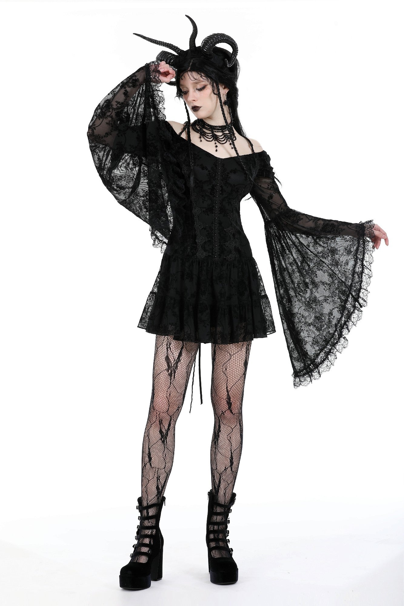 Count Your Blessings Gothic Off Shoulder Dress by Dark In Love