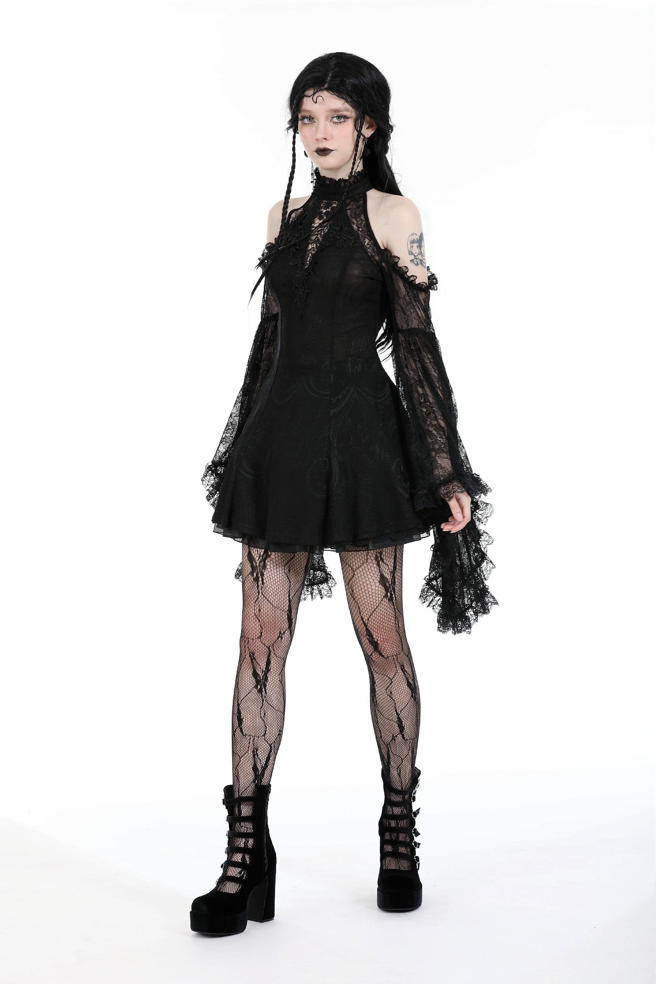 Rayne Lace Bell Sleeves Dress by Dark In love