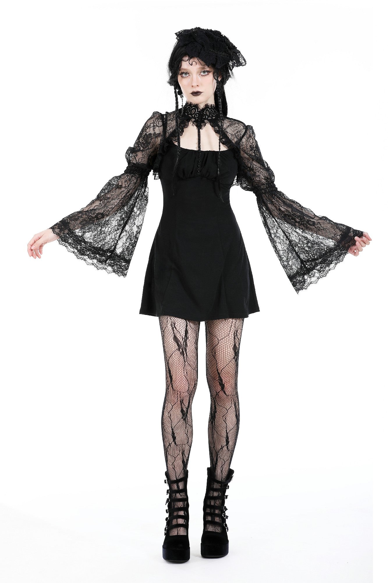 Gothic Rosie Lace Sleeve Dress by Dark In Love