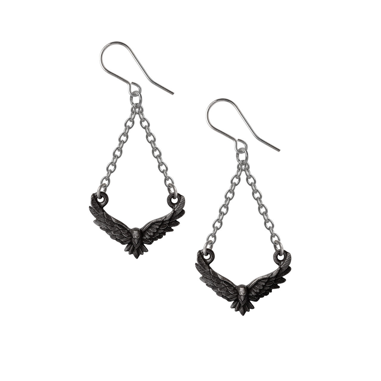 Conspiracy Raven Dropper Earrings by Alchemy Gothic