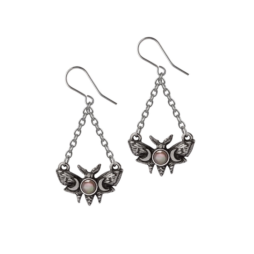 Lunar Moth Dropper Earrings by Alchemy Gothic