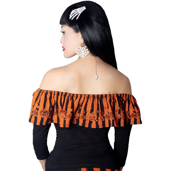 Ruffle Trick Or Treat Stripe Top by Kreepsville 666