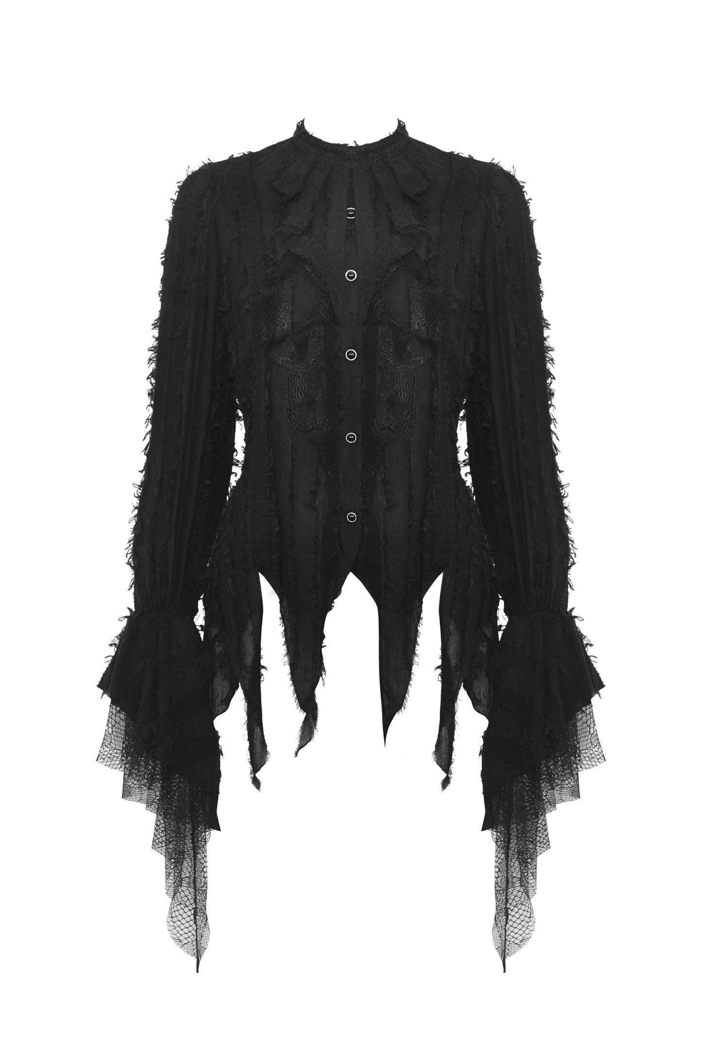 Moonlight Chords Frayed Ruffle Button Up Top by Dark In Love