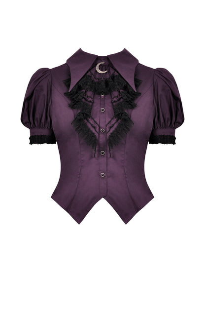 Last Kingdom Crescent Moon Frilly Collar Top by Dark In Love