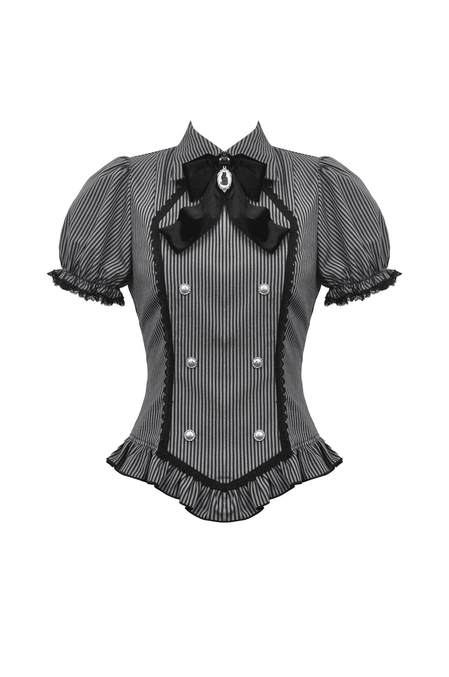 Dark Charm Gothic Striped Blouse Top by Dark In Love