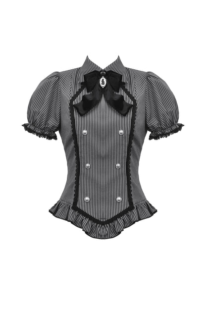 Dark Charm Gothic Striped Blouse Top by Dark In Love