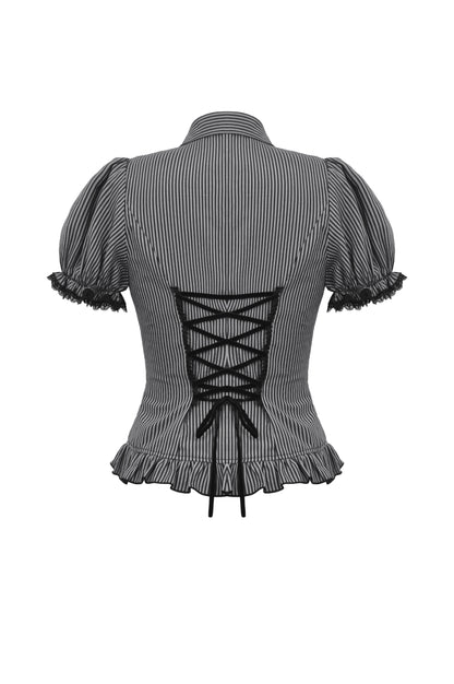 Dark Charm Gothic Striped Blouse Top by Dark In Love