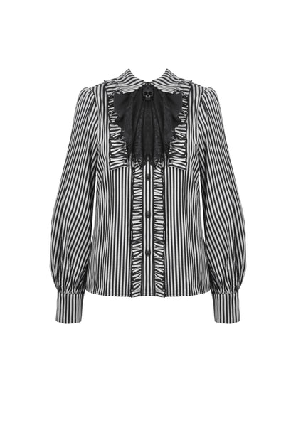 Lilah Gothic Lolita Striped Blouse Top by Dark In Love